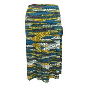 NEW LuLaRoe Azure Skirt Women's Size 3XL Multi Blue Yellow Boho Festival Stretch